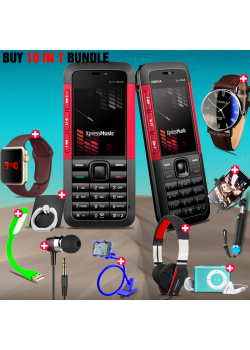 10 in 1 Bundle Offer , Nokia 5310 Mobile Phone ,Portable USB LED Lamp, Wired Earphones, Ring Holder, Headphone, Mobile Holder, Macra Watch, Yazol Watch, Selfie Stick, Mp3 Player